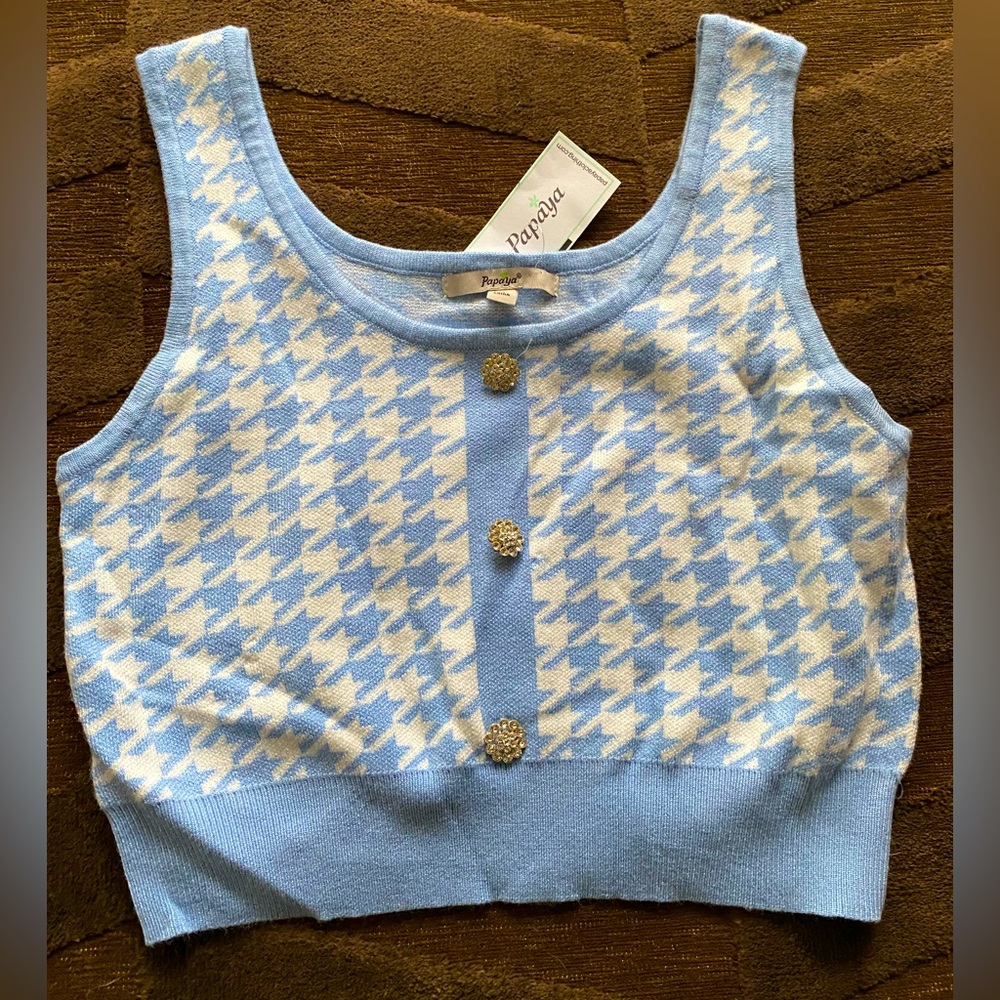 Blue White Crop Top